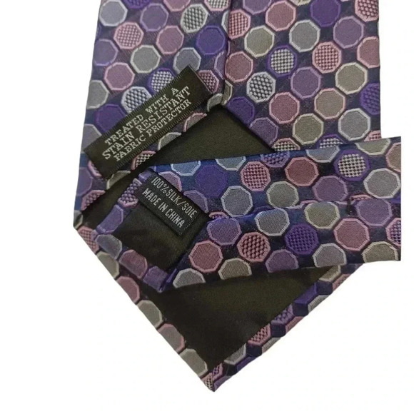 Distinction Silk Lavender  Lilac Geometric Neck Tie - Picture 3 of 4